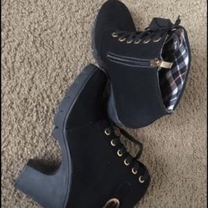 Boots lace up platform chunky high heel